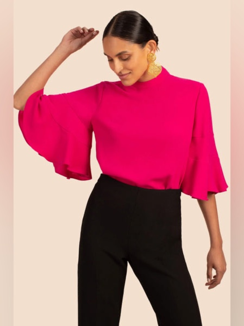 Trina Turk Pink Bell Sleeve Blouse Top S NWT
